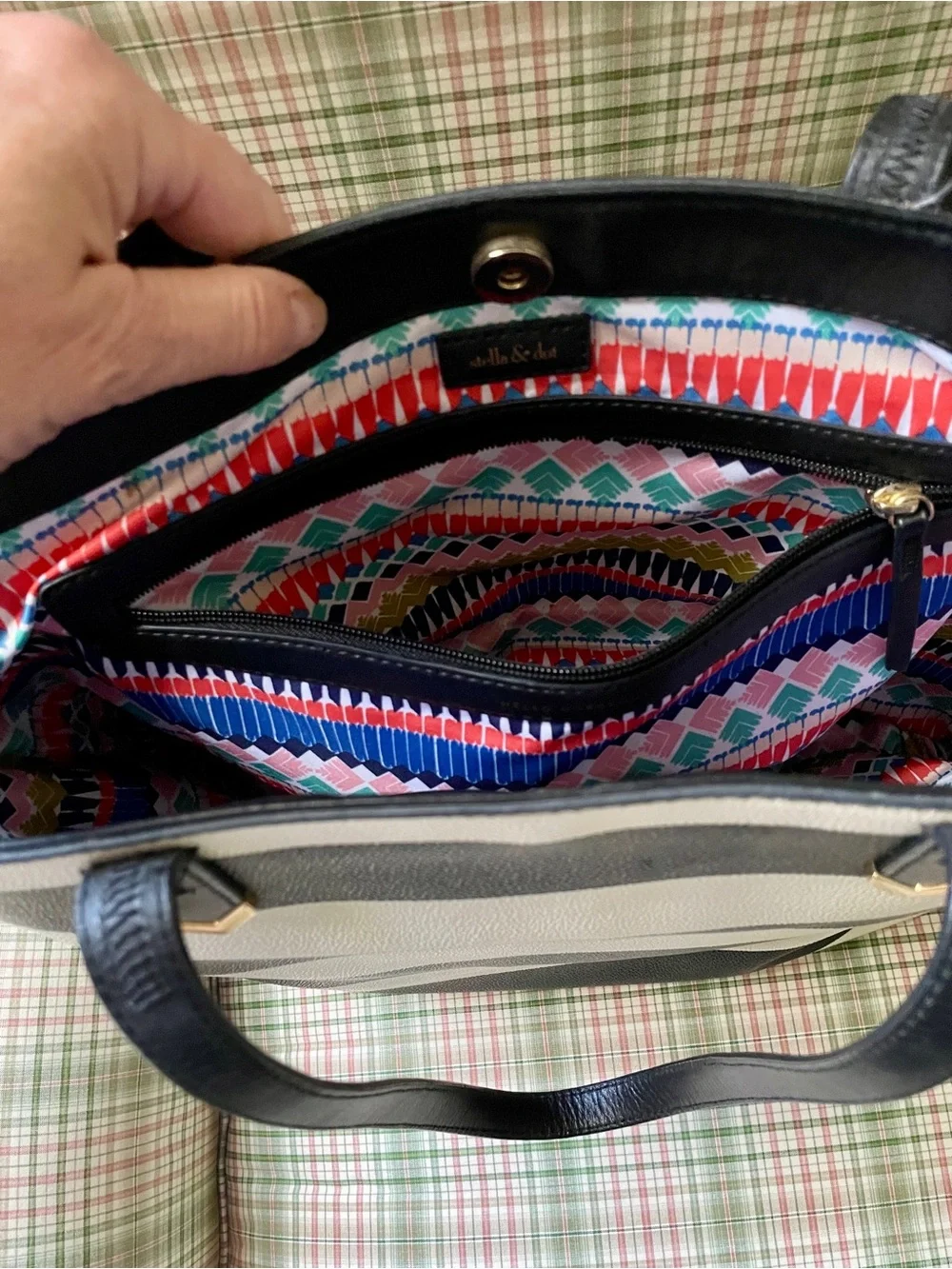 Stella & Dot Large Striped Tote Bag